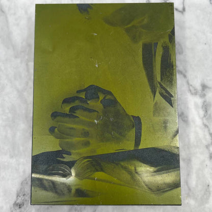 Vintage Printing Letterpress Printers Block Plate Photo of Man Praying TJ52