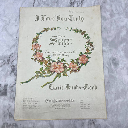 I Love You Truly Vtg Sheet Music From Seven Songs Carrie Jacobs Bond TH1