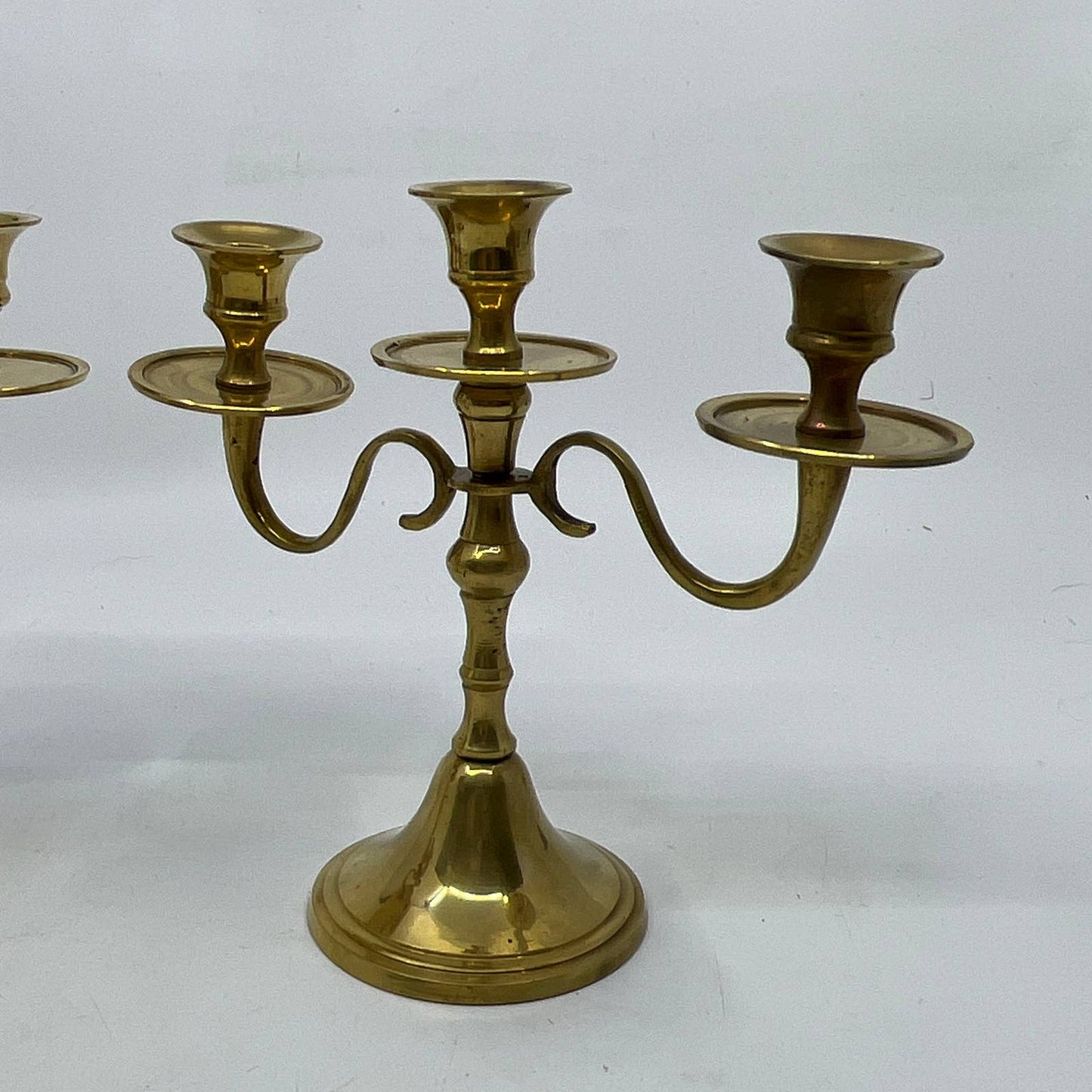 Vintage Liards Solid Brass Candelabra Pair 3 Arm Candlestick Holders 5.5 x 6 TI3