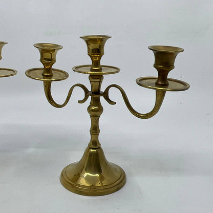 Vintage Liards Solid Brass Candelabra Pair 3 Arm Candlestick Holders 5.5 x 6 TI3