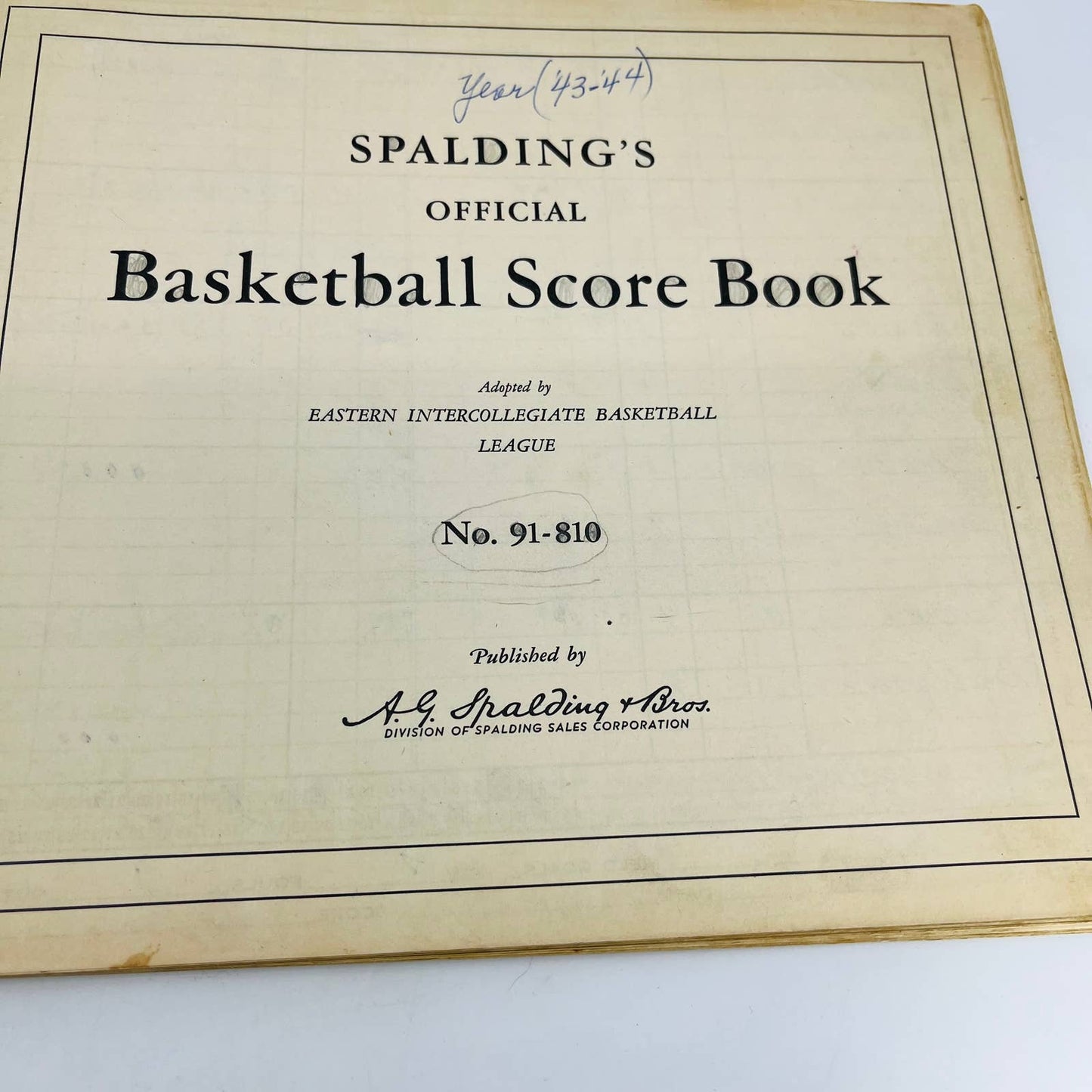 1943-44 Spalding Official Basketball Score Book Centerville IN High School TC5