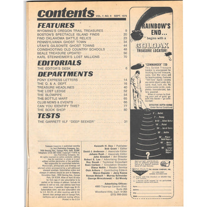 Treasure Magazine - Treasure Hunting Gold Mining Metal Detecting Sept 1976 M5