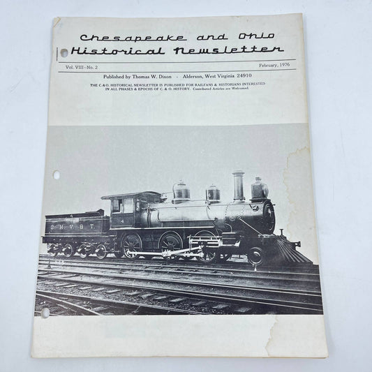 1976 Feb Chesapeake and Ohio Historical Newsletter C&O RR Thomas Dixon WV TE2