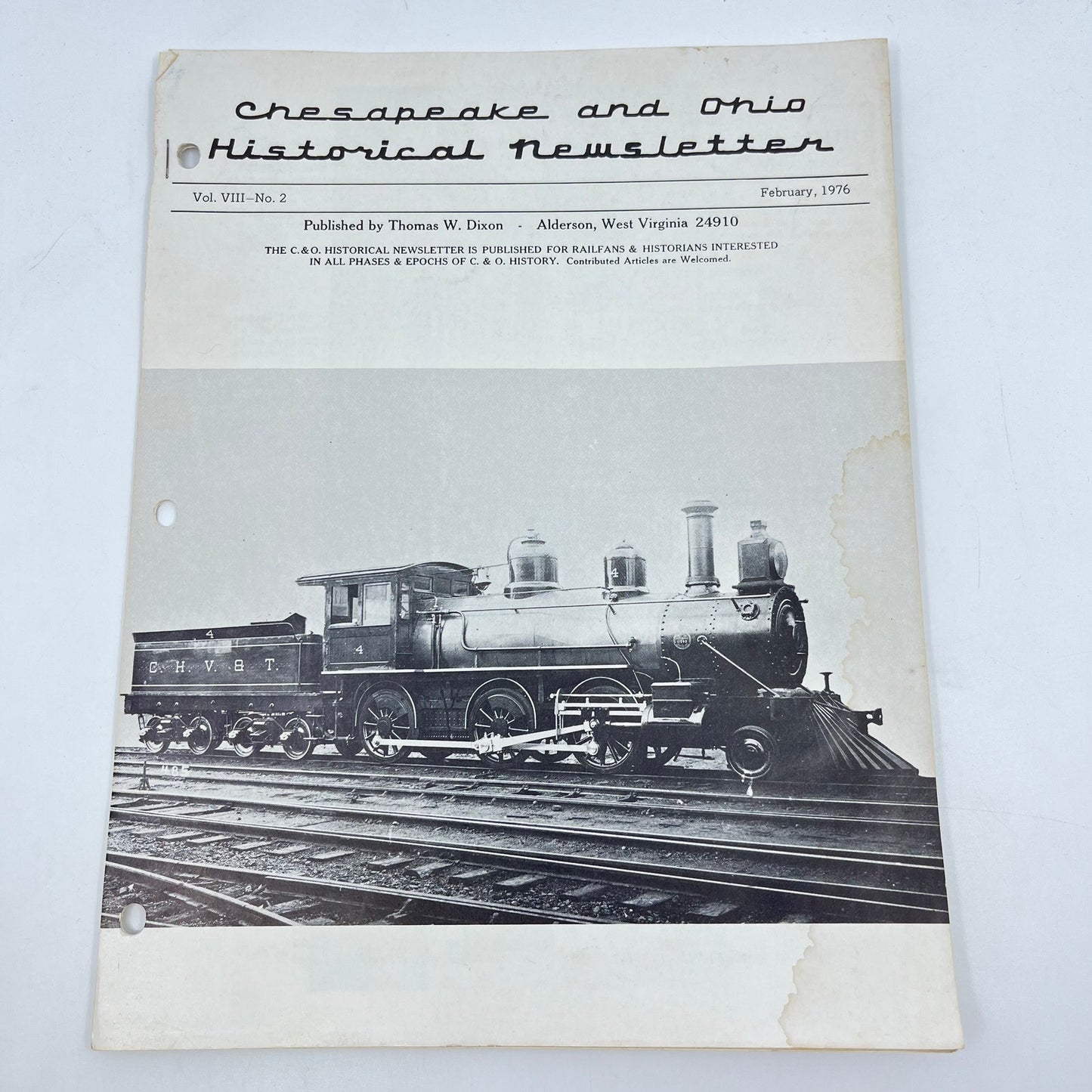 1976 Feb Chesapeake and Ohio Historical Newsletter C&O RR Thomas Dixon WV M1-2