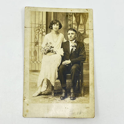 1930s RPPC Bride and Groom Endicott Binghamton NY SC5