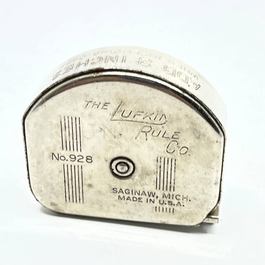Vintage Art Deco USA Tape Measure The Lufkin Rule Co No 928 Mezurall 8' ft  SD5