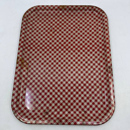 Vintage Set of 2 MCM Plaid Toleware Tin Litho Trays 10.5 x 13.5” TI5-4