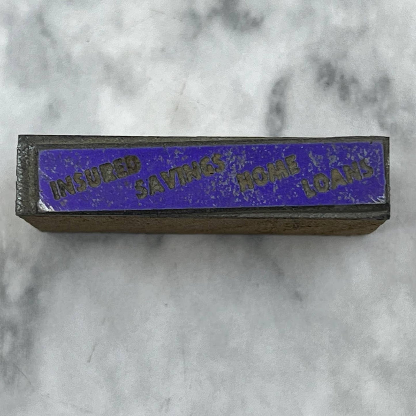 Vtg Printing Letterpress Printers Block Plate Insured Savings Home Loans TJ56