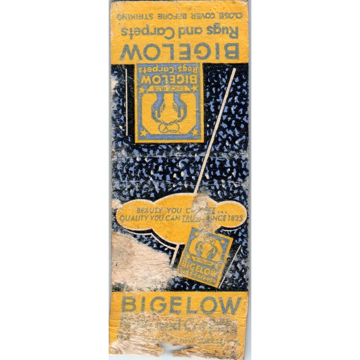 Bigelow Rugs and Carpets Advertising Matchbook Cover MM9-4