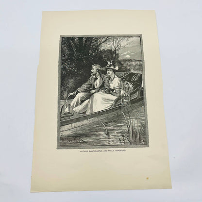 1880s Victorian Art Print Engraving ARTHUR BONNICASTLE & MILLIE FORD JG Holland