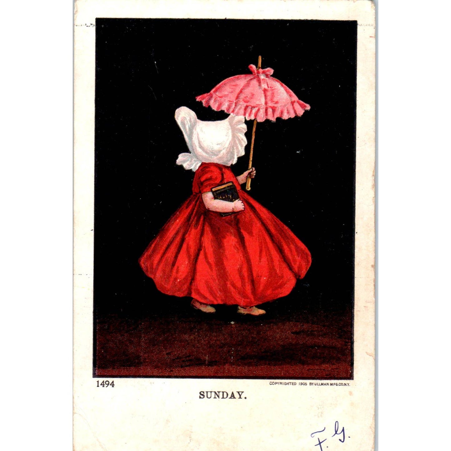 Sunbonnet Girl Days of the Week Ullman Sunday 1907 Original Postcard TK1-27