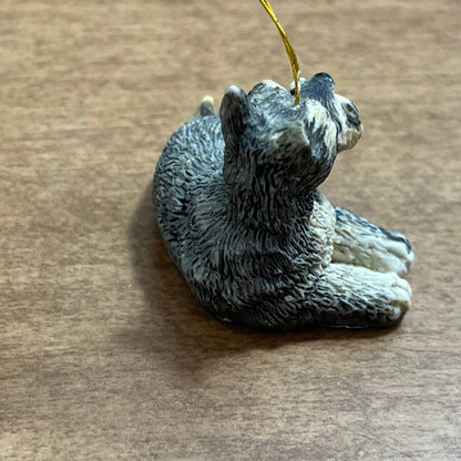 Vintage SCHNAUZER Cast Resin Hand Painted Miniature Christmas Ornament 1.5” FA7