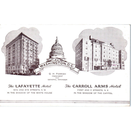 The Lafayette and Carroll Arms Hotels Washington D.C. Original Postcard TK1-P2