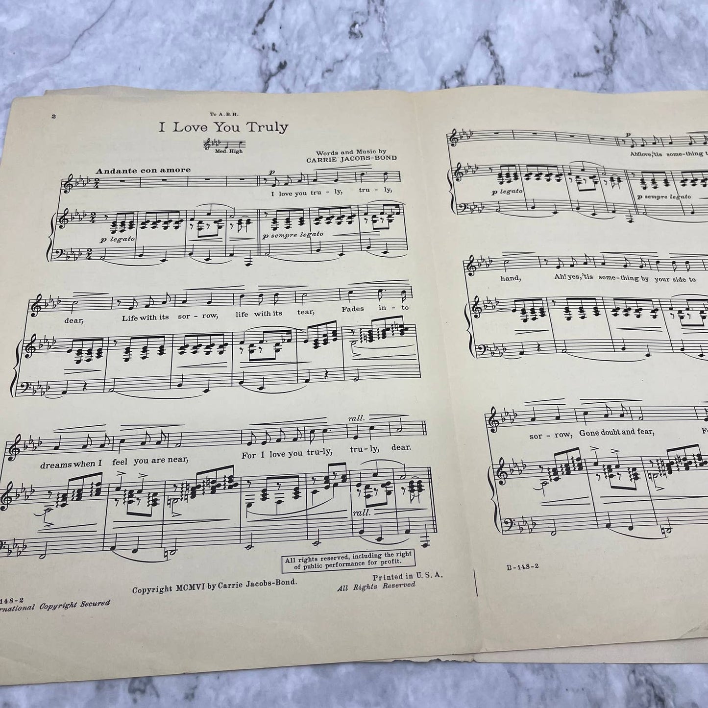 I Love You Truly Vtg Sheet Music From Seven Songs Carrie Jacobs Bond TH1