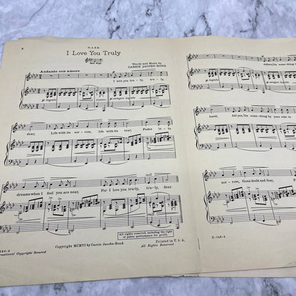 I Love You Truly Vtg Sheet Music From Seven Songs Carrie Jacobs Bond TH1