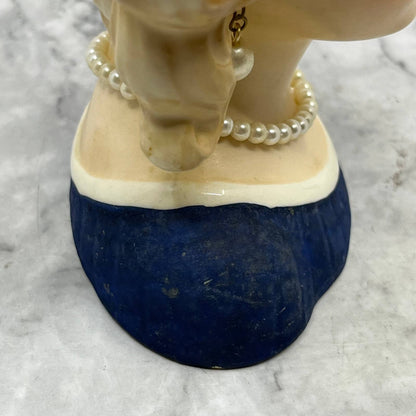 Napco Lady Head Planter Vase 8493 Japan 1960s Pearls Blonde 5-1/2” TJ3