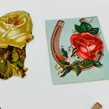 1880s Huge Lot Victorian Cut Out Scrap Flowers Roses Lithograph Scrapbooking EA2