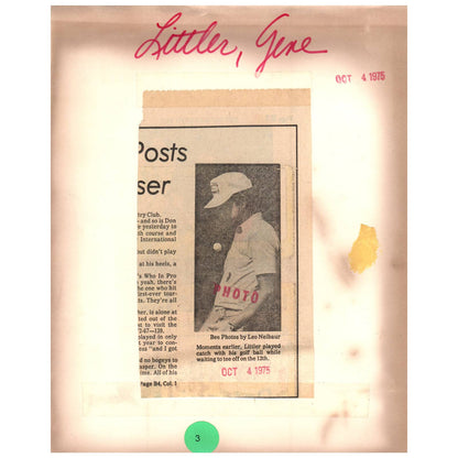 1975 Original Press Photo Golf Gene Littler Waiting to Tee Off 8x10" AD2