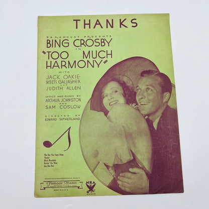 1931 Sheet Music Thanks Paramount Picture BING CROSBY M1