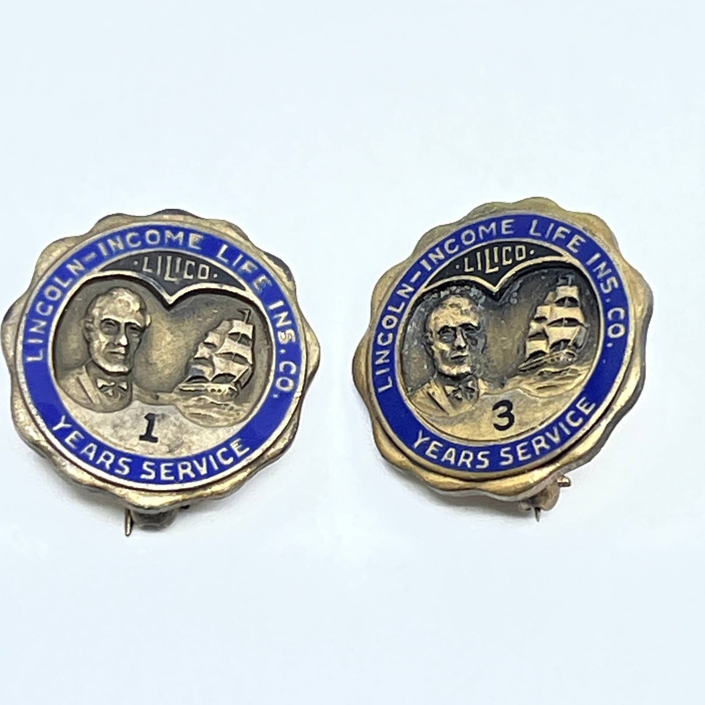 VTG Lincoln Income Life Insurance Co 1 & 3 Year Service Pin Buttons SE1