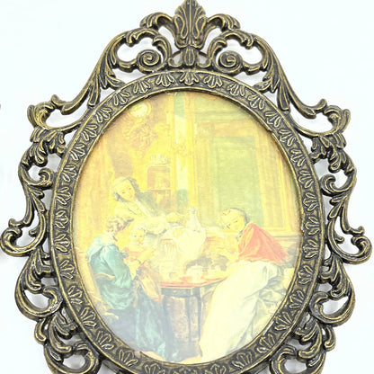 Vtg Baroque Victorian Brass Mother & Children Picture Frame Ornate Italy 5” TF5