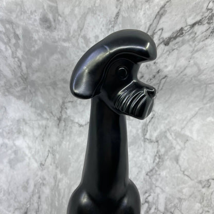 Vintage MCM Art Deco Tall Black Poodle Statue USA Pottery 17.5" TJ1
