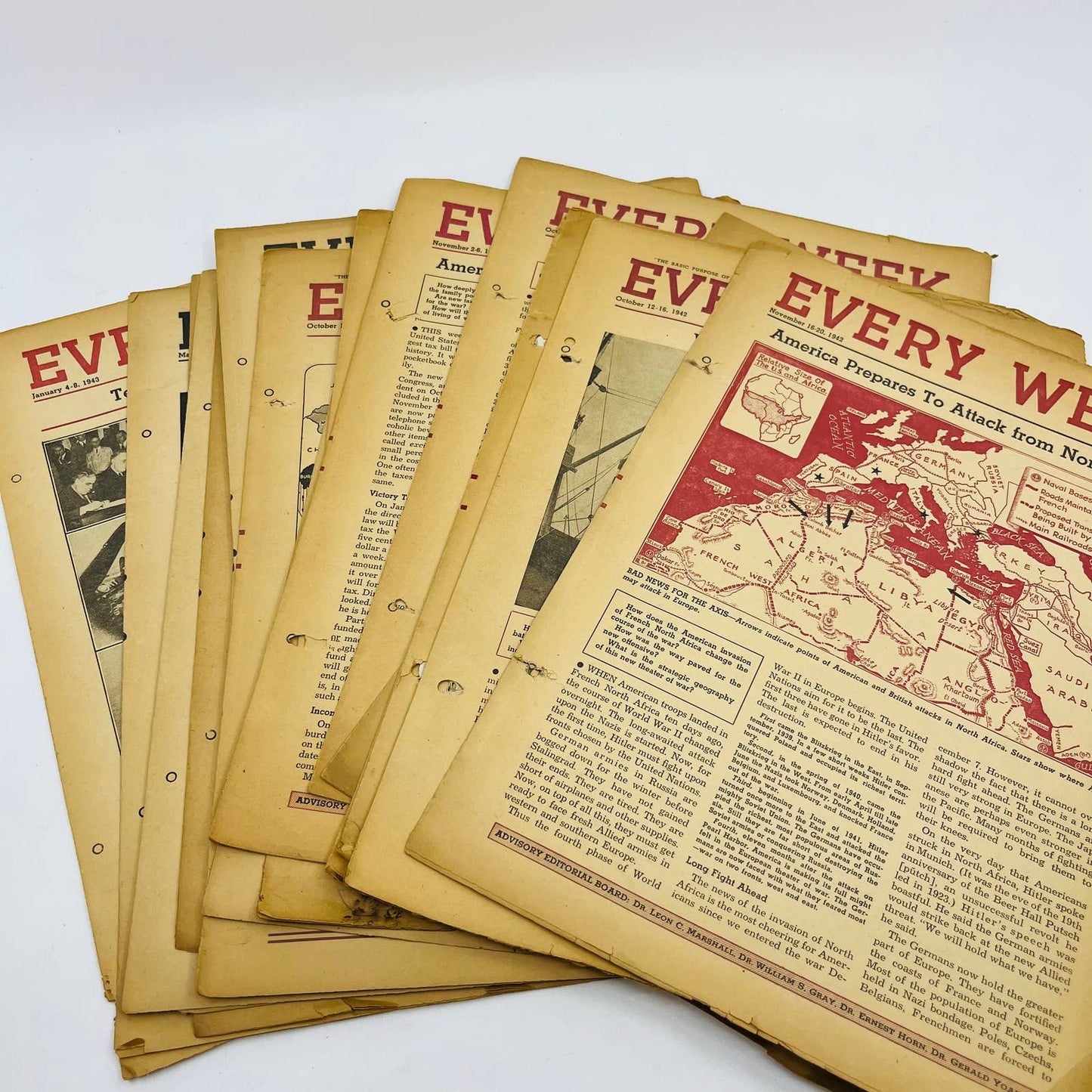 1942-43 WII Every Week Student Classroom Newspaper Reader Lot of 20 TD8