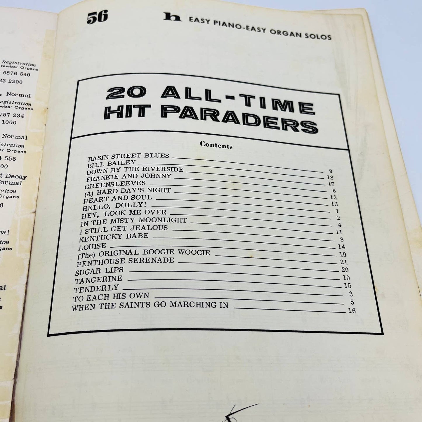 1965 20 All Time Hit Paraders Piano and Organ Sheet Music Book BA4