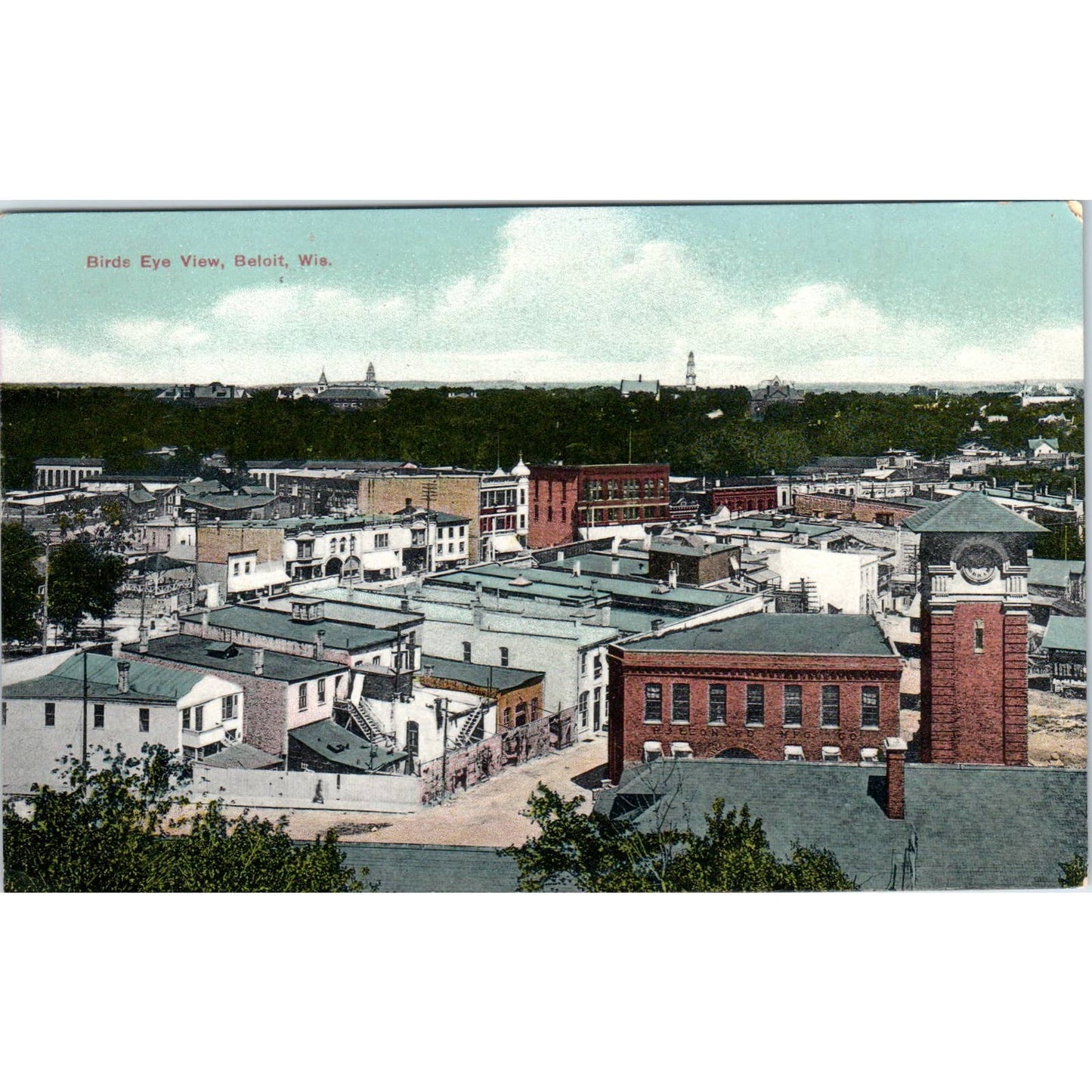 Birds Eye View Beloit WI 1908 Original Postcard TJ9-P3