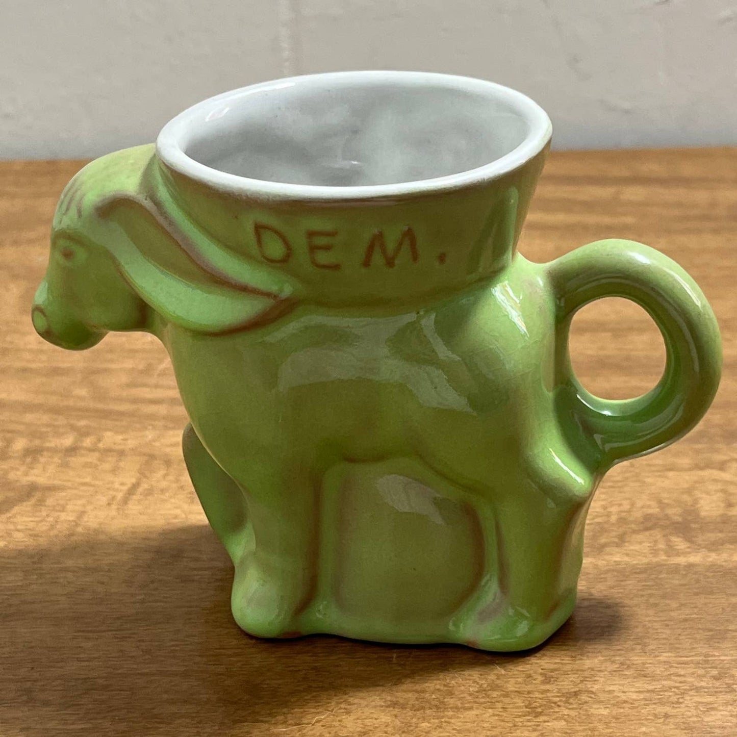 1981 Frankoma Democrat DNC Elephant Political Mug Green Glaze Mondale TB7