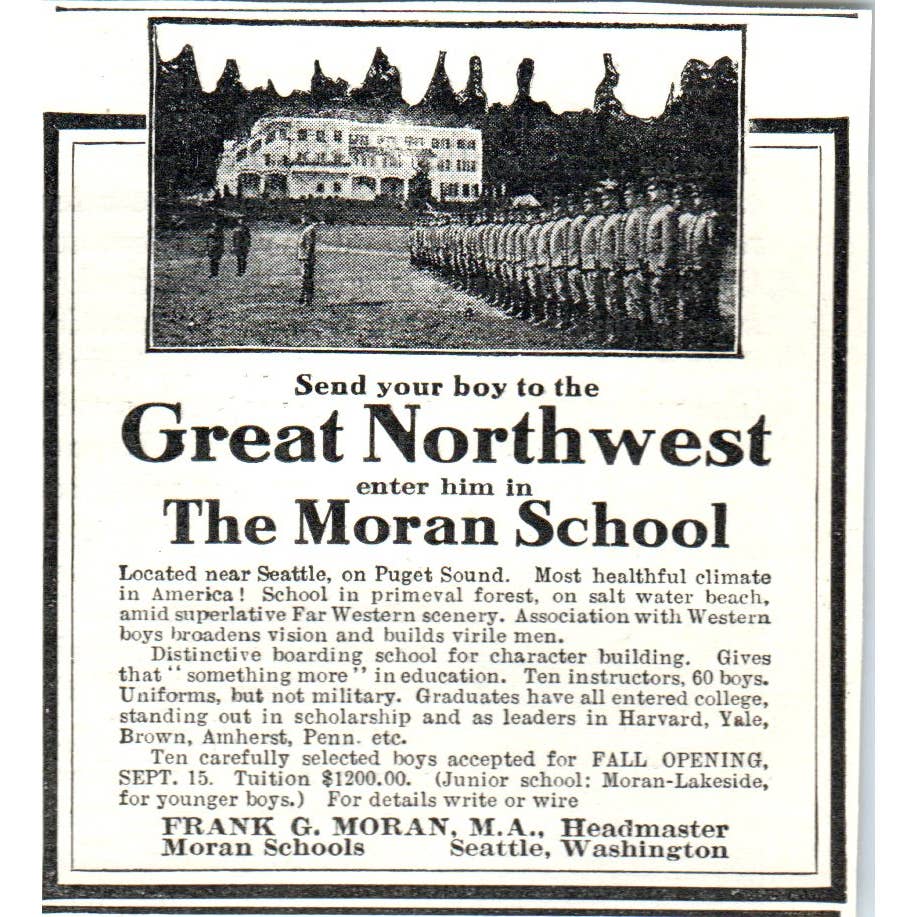 The Moran School Frank G. Moran Seattle Washington - 1921 Original Ad TJ7-S
