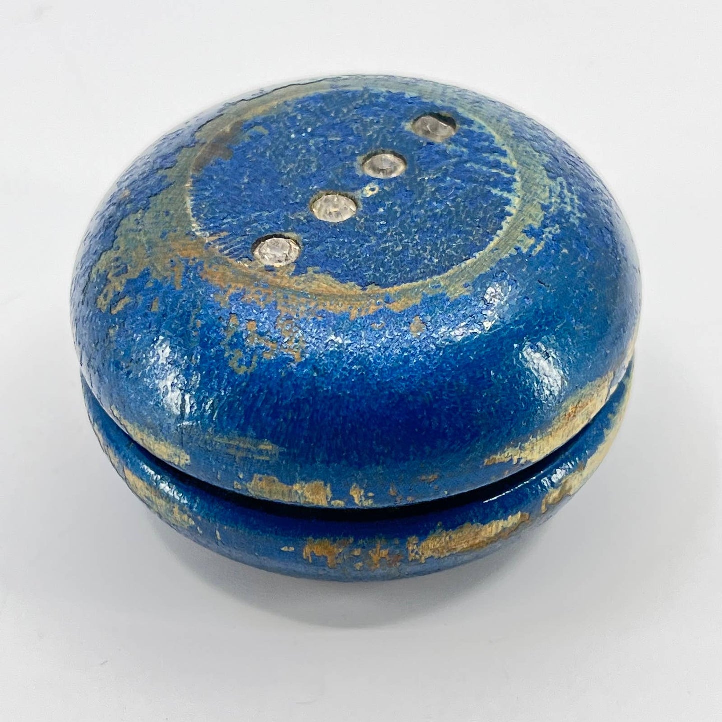 Vintage Duncan Jeweled Wooden Yo-Yo Blue w/ Rhinestones TE3-2