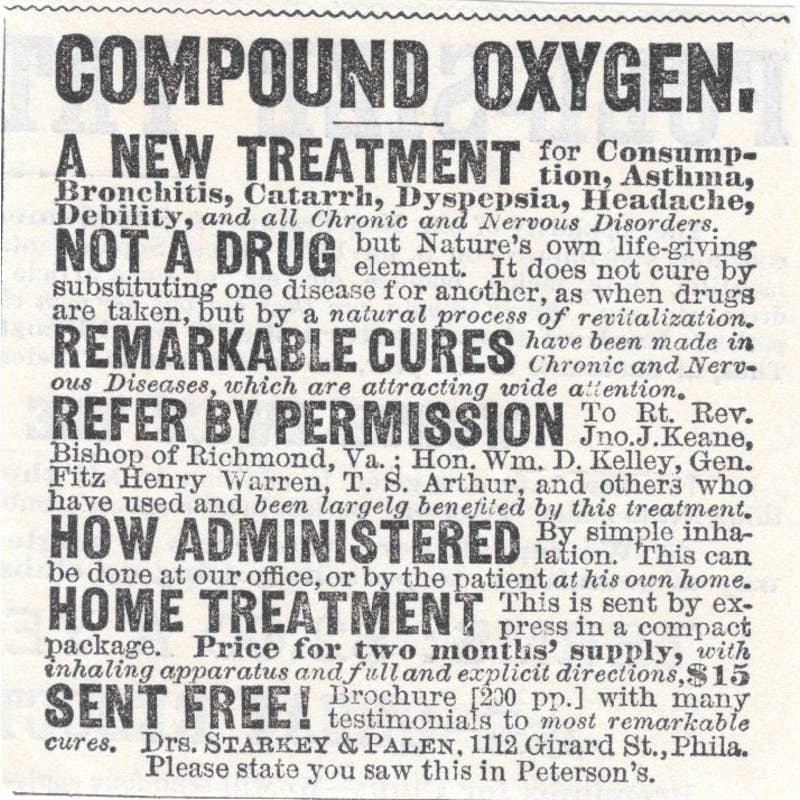 Drs. Starkey & Palin Compound Oxygen - Victorian Ad 1878 Original TJ7-L2-1