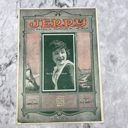 Jerry You Warra A Warrior in the War WWI 1919 Sheet Music TK2-SM3