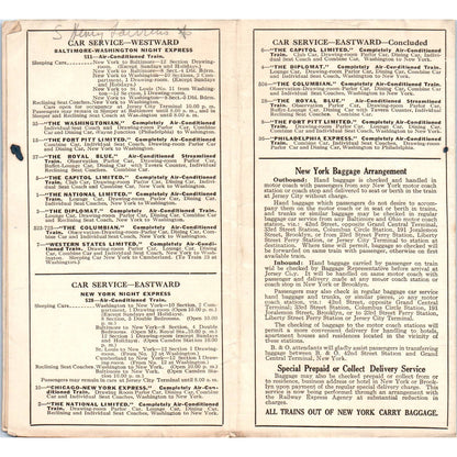 1936 B&O RR NY Newark Philadelphia Wilmington Baltimore Washington Timetable SE8