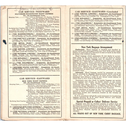 1936 B&O RR NY Newark Philadelphia Wilmington Baltimore Washington Timetable SE8