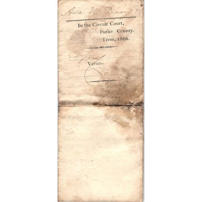 1866 Butler County Alabama Court Summons J.T. Long Sheriff v. Asa M. Peavy AD6