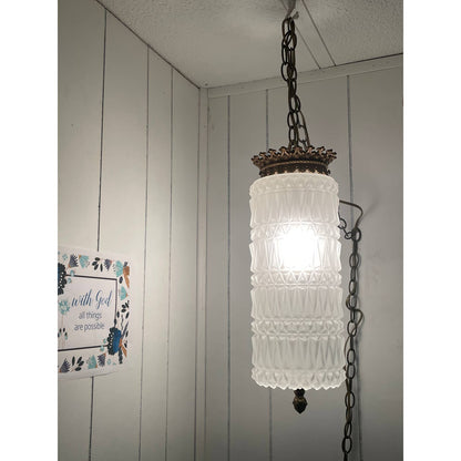 Vintage MCM Mid Century Hollywood Regency Hanging Swag Pendant Light Lamp