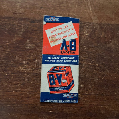 Wilson's B-V Meat Flavoring Advertising Matchbook Cover MM8-9