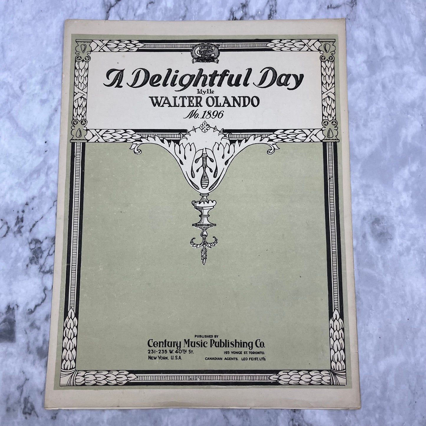 1918 Sheet Music -  A Delightful Day - Idylle by Walter Orlando No. 1896 V39-4