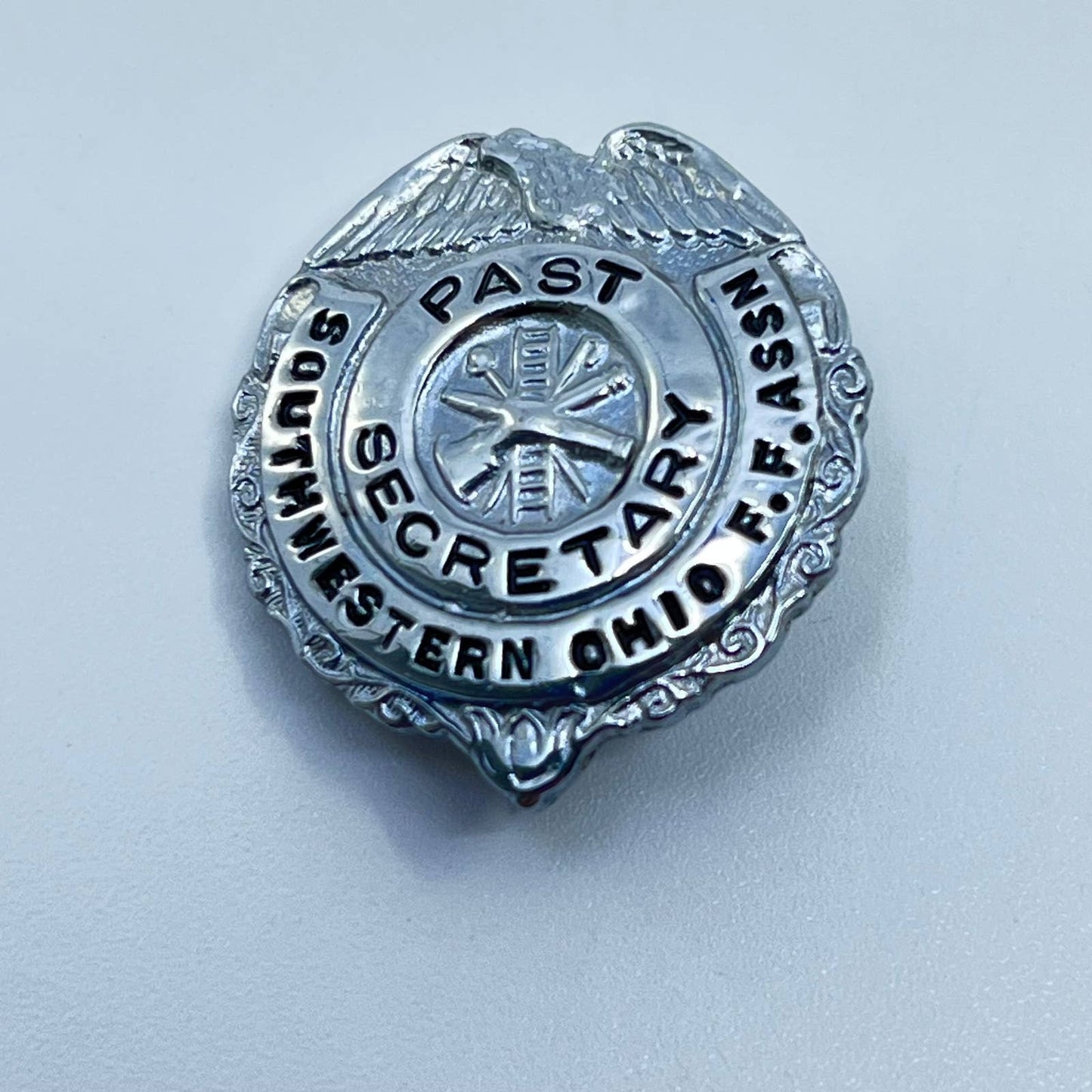 Vtg Firefighter’s Lapel Pin Button Past Secretary Southwestern Ohio FF Assn SD4