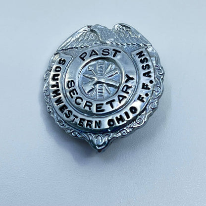 Vtg Firefighter’s Lapel Pin Button Past Secretary Southwestern Ohio FF Assn SD4