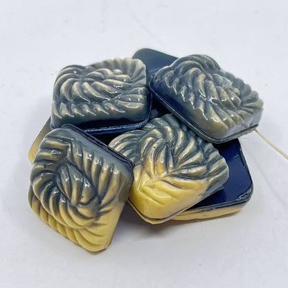 Vintage Buttons - Blue Raspberry Cream Swirl Square Bakelite Set of 7 SD4
