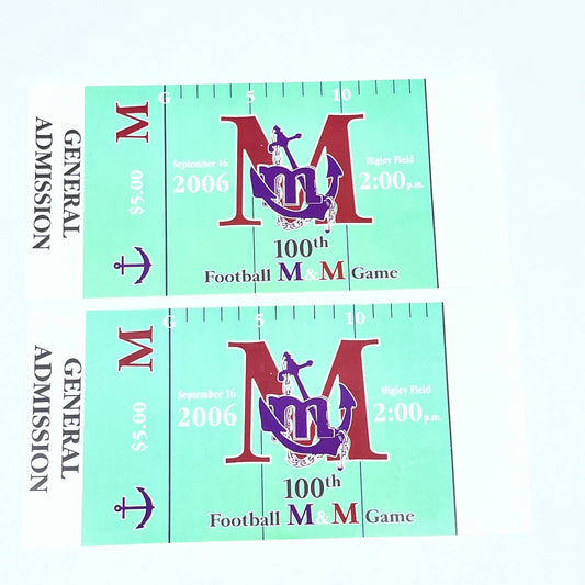 2006 M&M Game 100th Anniversary Tickets Menominee Maroons Marinette Marines AC1