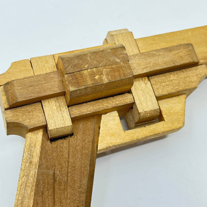 Unique Vintage Wooden Brain Teaser Puzzle - Pistol / Handgun Shaped TF5