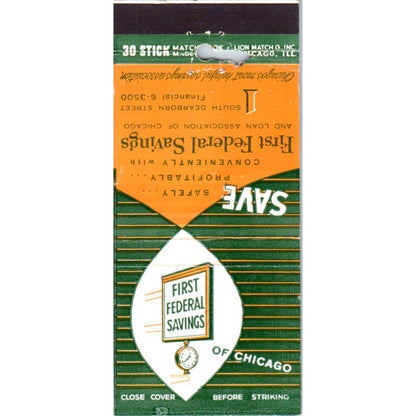 First Federal Savings of Chicago IL Advertising Matchbook Cover SA1-M11