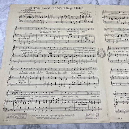 In The Land Of Wedding Bells Sheet Music 1917 Johnson Meyer Dickinson Deagon TH5