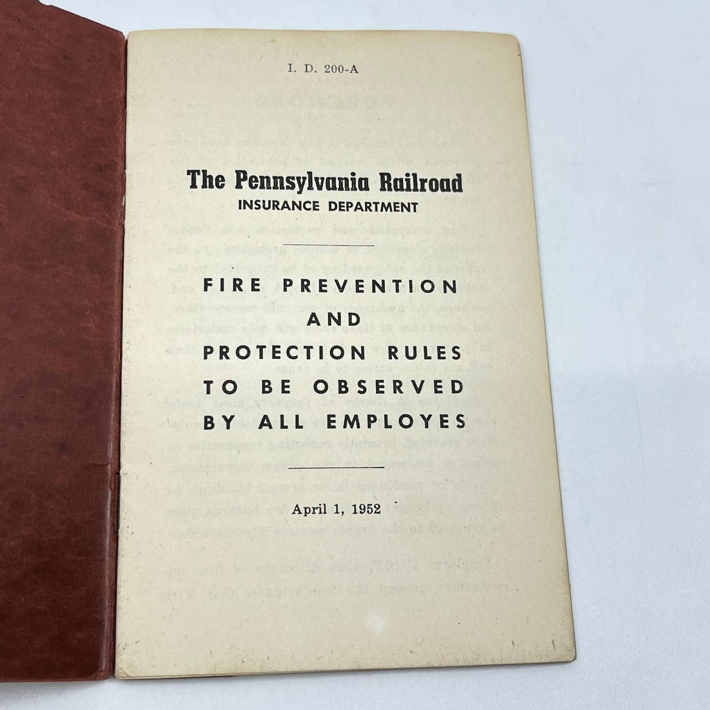 1952 The Pennsylvania Railroad RR Fire Protection and Prevention Rules TF9