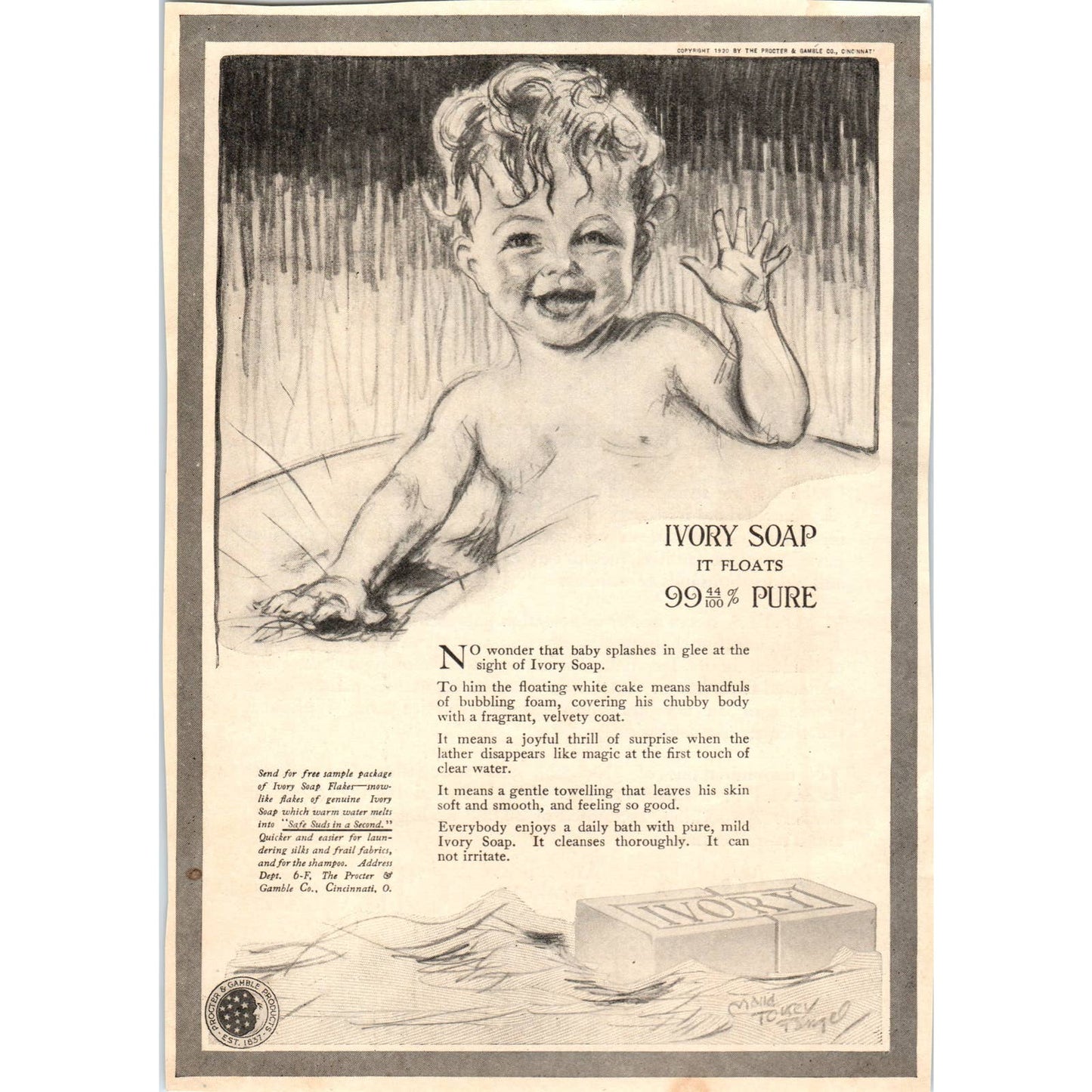 c1920 Harper's Magazine Ad - Ivory Soap 99% Pure It Floats TF6-1