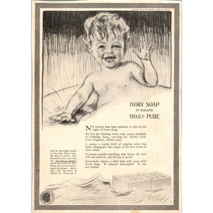 c1920 Harper's Magazine Ad - Ivory Soap 99% Pure It Floats TF6-1